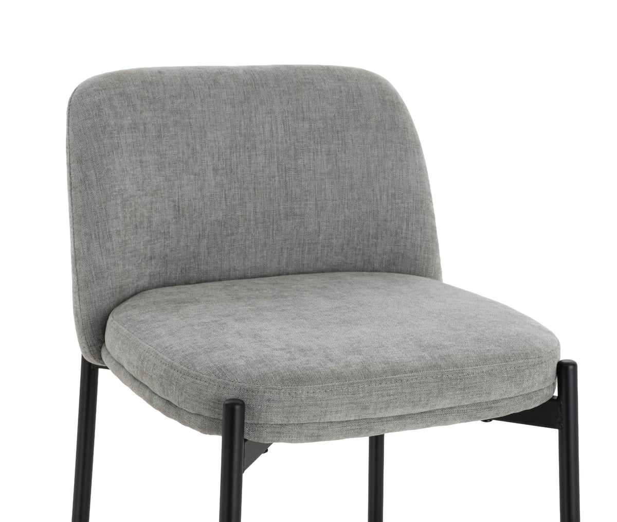 Maddox Set of 2 Light Grey Textured Fabric Bar Chairs with Black Legs