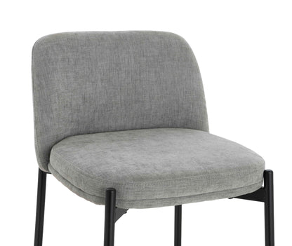 Maddox Set of 2 Light Grey Textured Fabric Bar Chairs with Black Legs