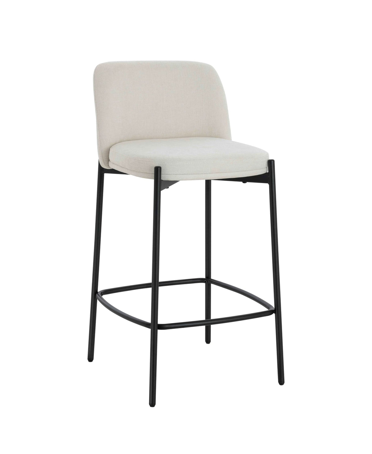 Maddox Set of Two Beige Textured Fabric Bar Chairs with Black Legs