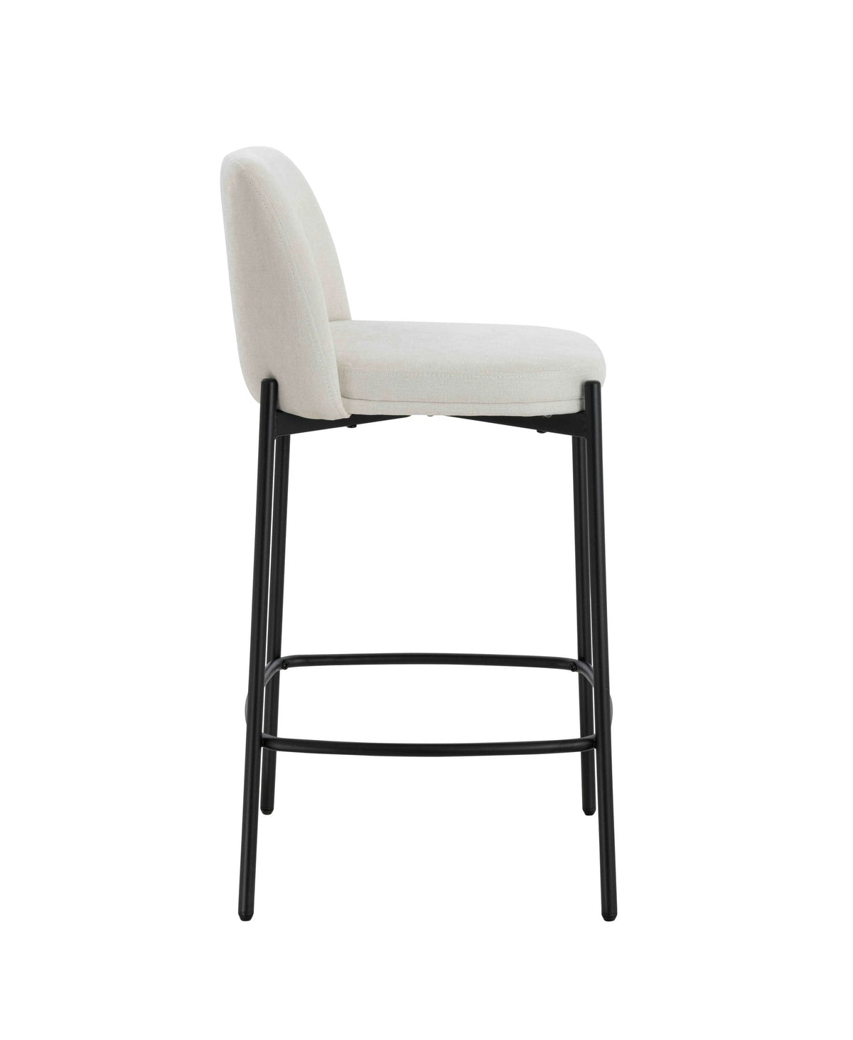 Maddox Set of Two Beige Textured Fabric Bar Chairs with Black Legs