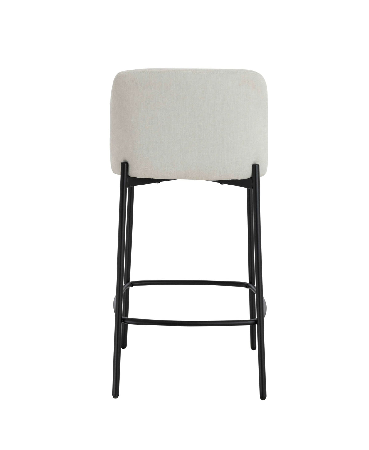 Maddox Set of Two Beige Textured Fabric Bar Chairs with Black Legs