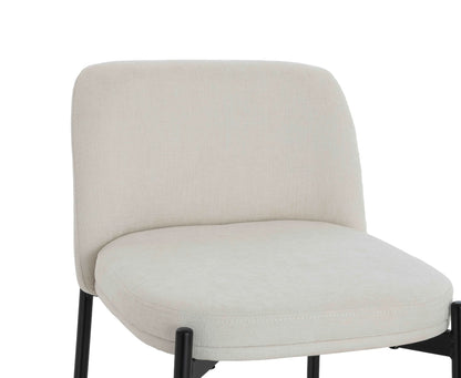 Maddox Set of Two Beige Textured Fabric Bar Chairs with Black Legs