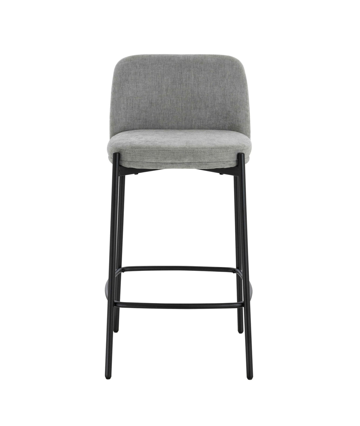 Maddox Set of 2 Light Grey Textured Fabric Bar Chairs with Black Legs