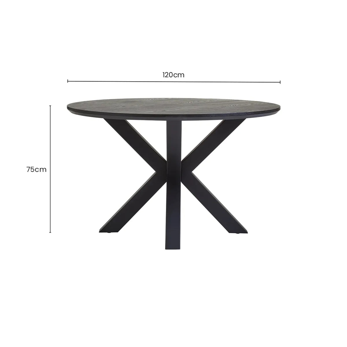 Ancoats Black Wood Veneer Round Dining Table With Metal Legs