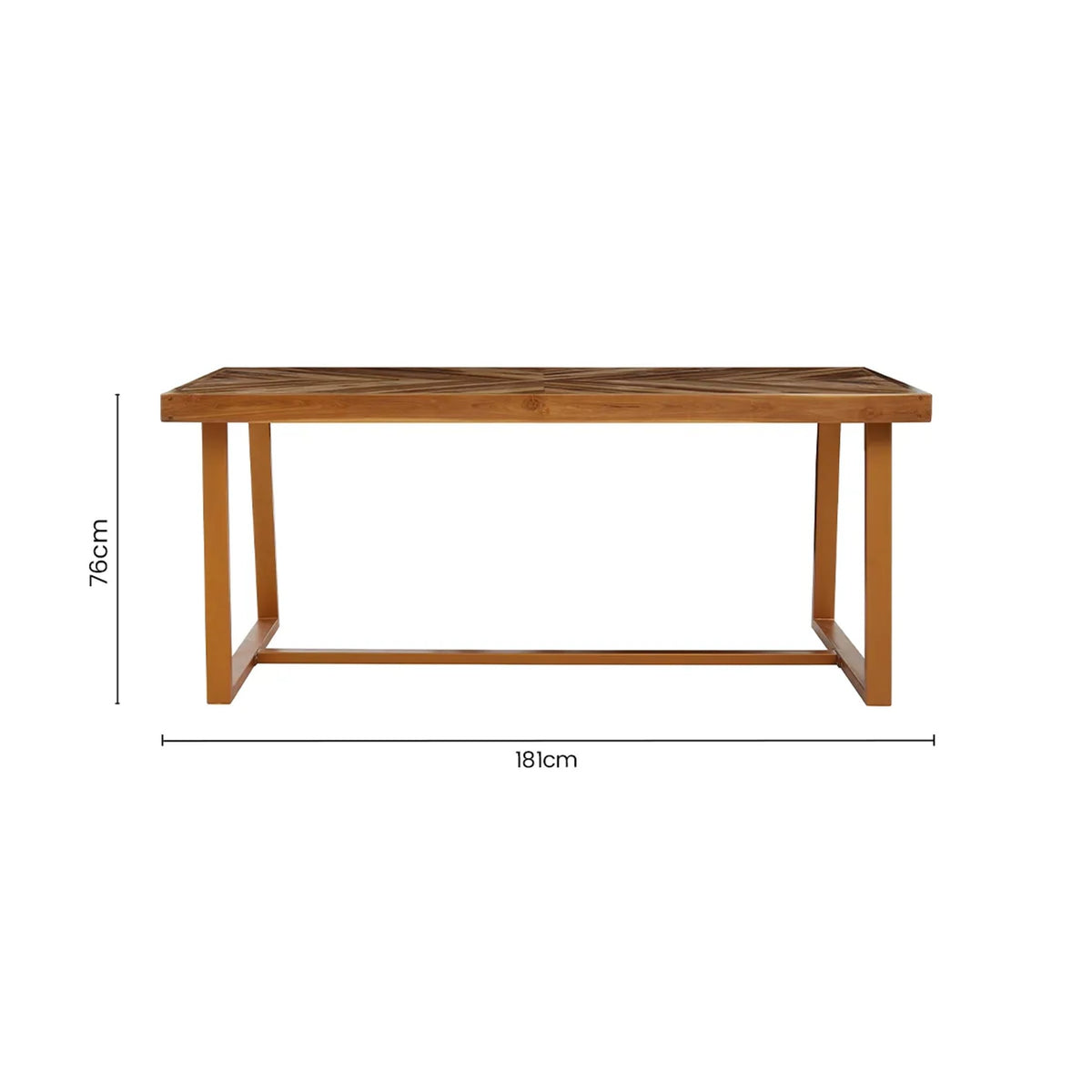 Sumatra Natural Teak Wood Rectangular Dining Table with Gold Frame