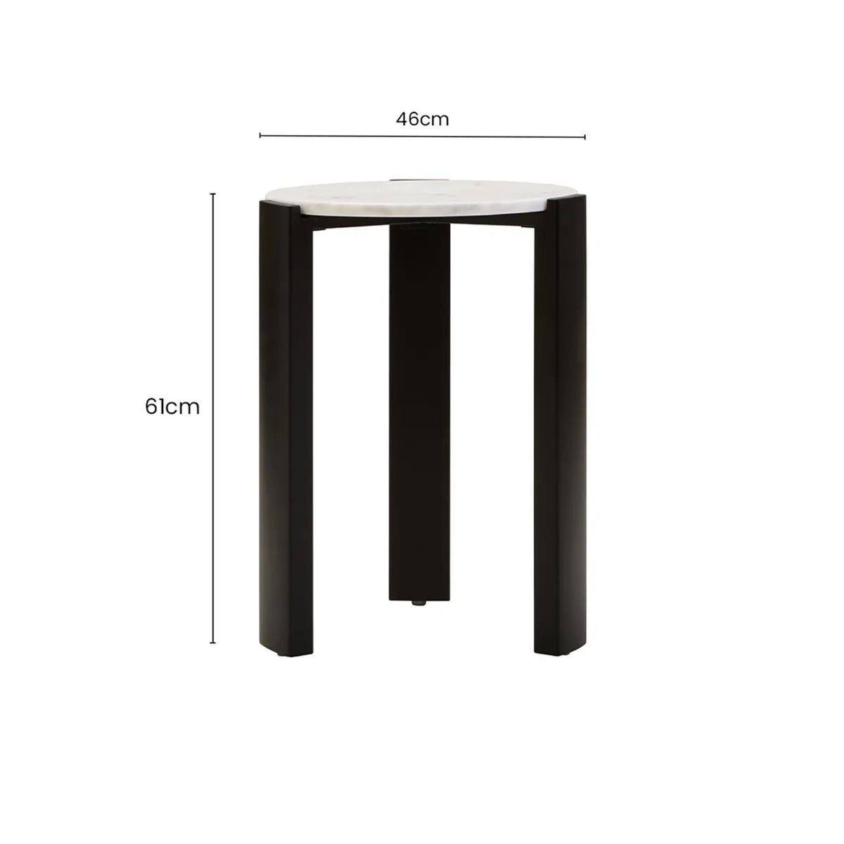 Iberia White Marble and Black Acacia Wood Side Table
