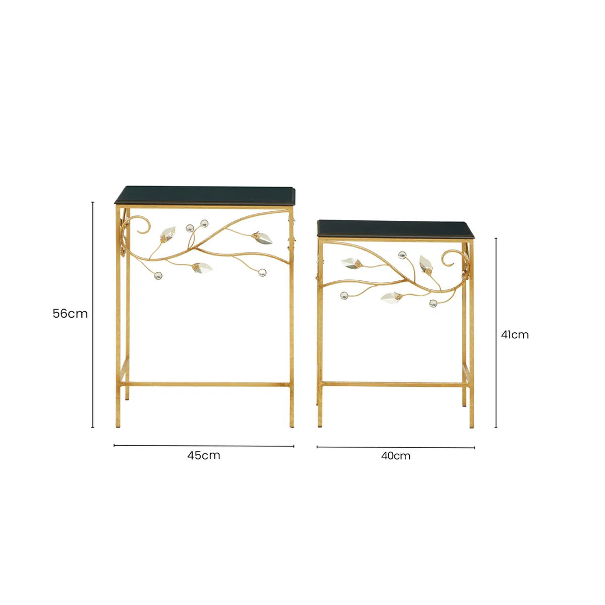 Yarrow Black and Gold Finish Set of 2 Nesting Tables