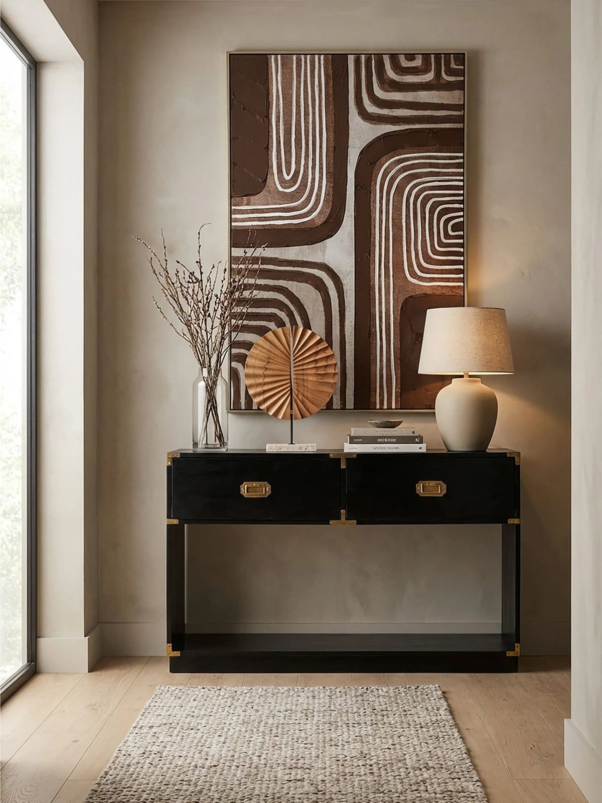 Farrow Two Drawer Black Mango Wood Console Table