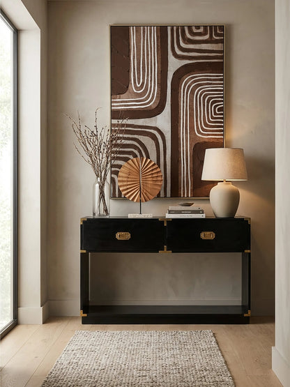 Farrow Two Drawer Black Mango Wood Console Table