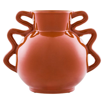 Cadence Burnt Orange Small Vase with Abstract Handles