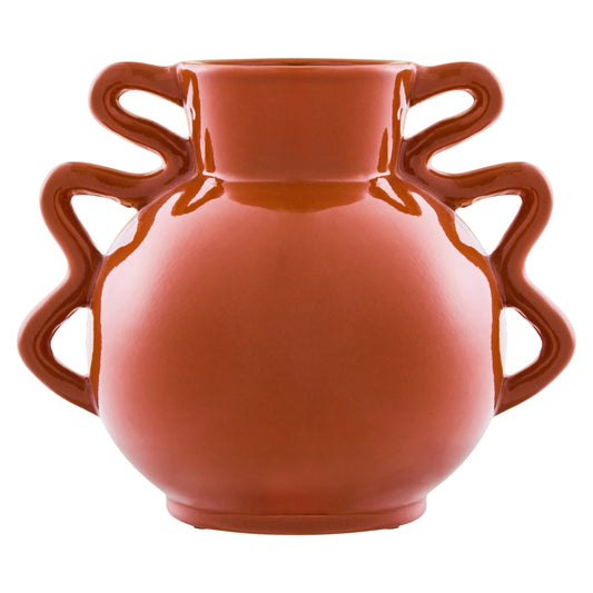 Cadence Burnt Orange Small Vase with Abstract Handles