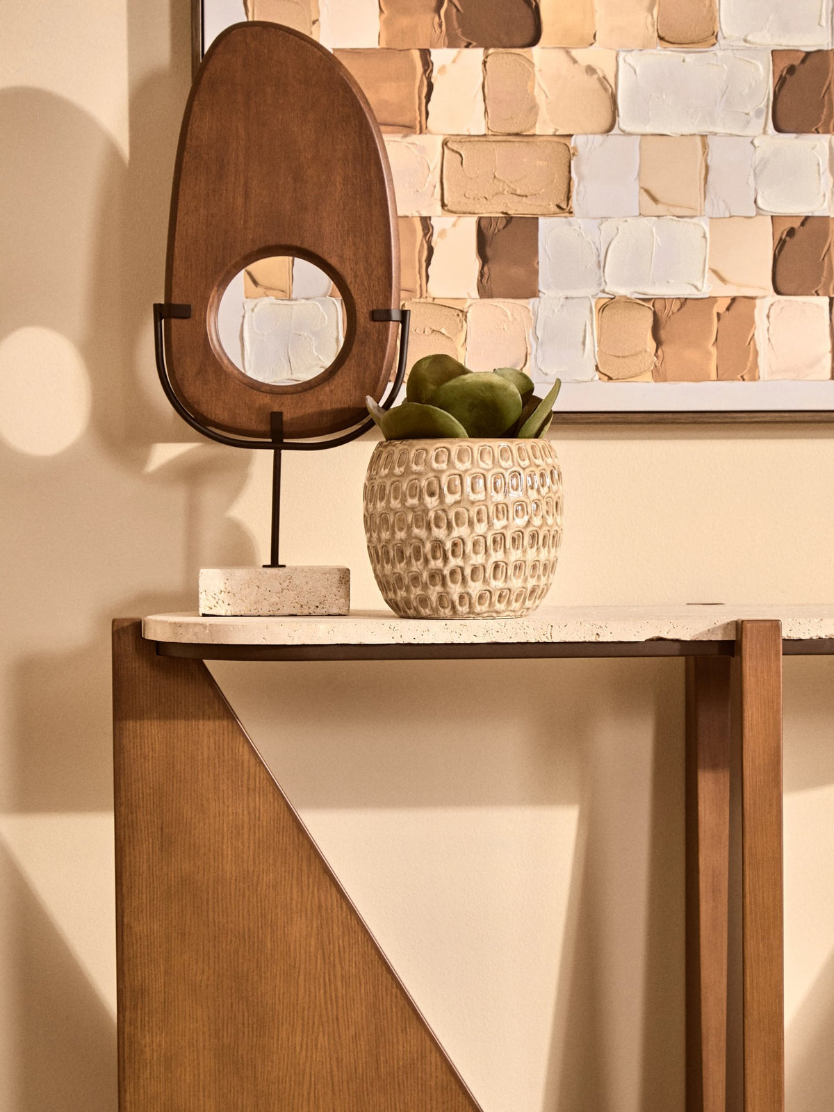 Bloom Large Cream Textured Ceramic Planter