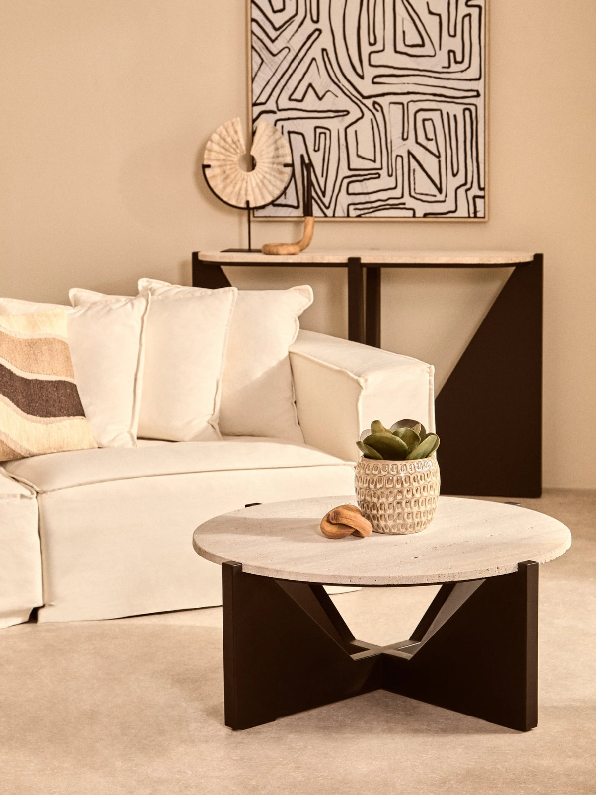 Bloom Large Cream Textured Ceramic Planter