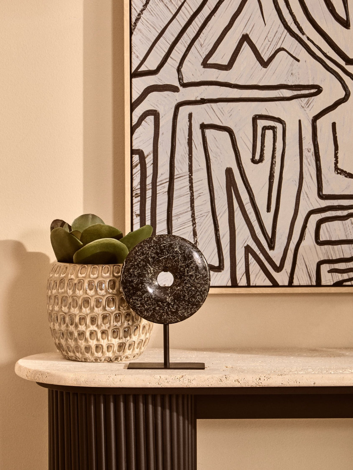 Bloom Large Cream Textured Ceramic Planter