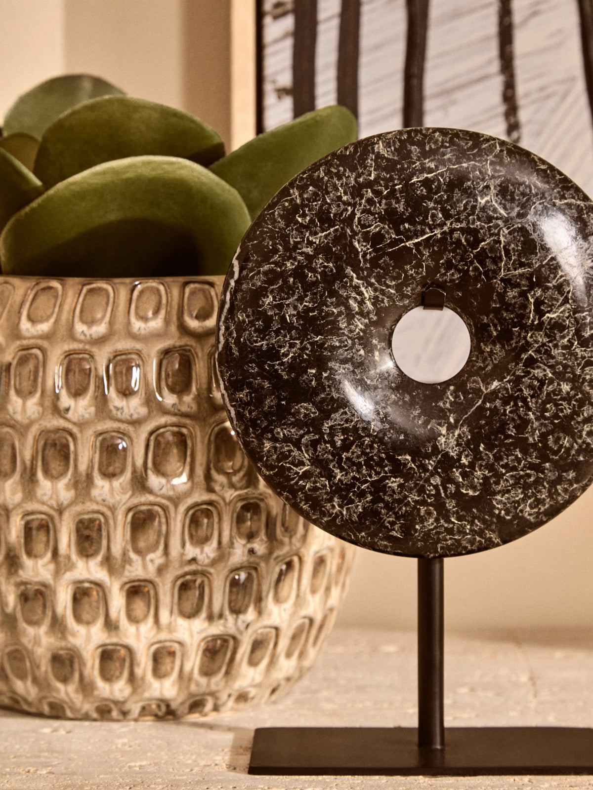Bloom Large Cream Textured Ceramic Planter
