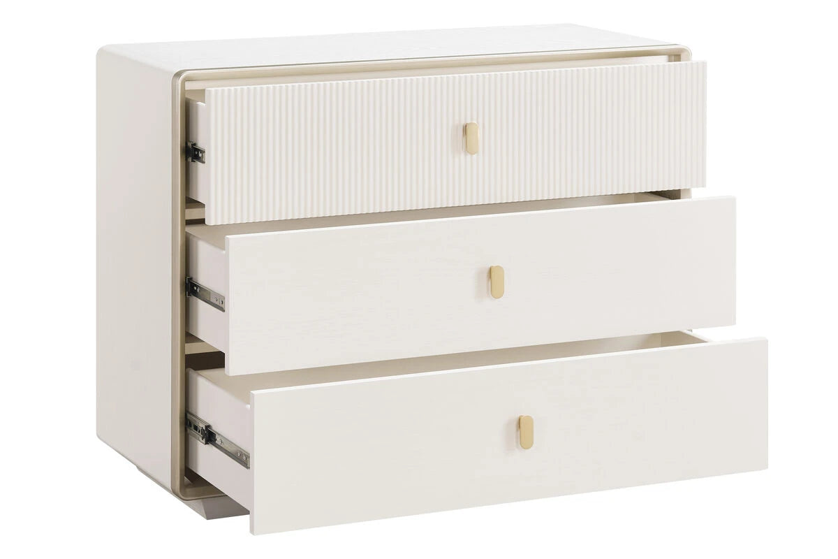 Avenor Ivory Wood Veneer Three Drawer Chest
