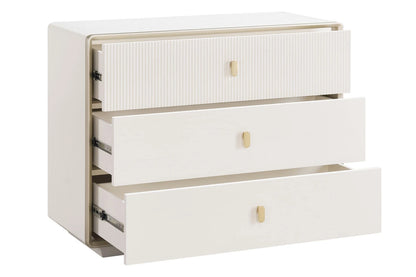 Avenor Ivory Wood Veneer Three Drawer Chest
