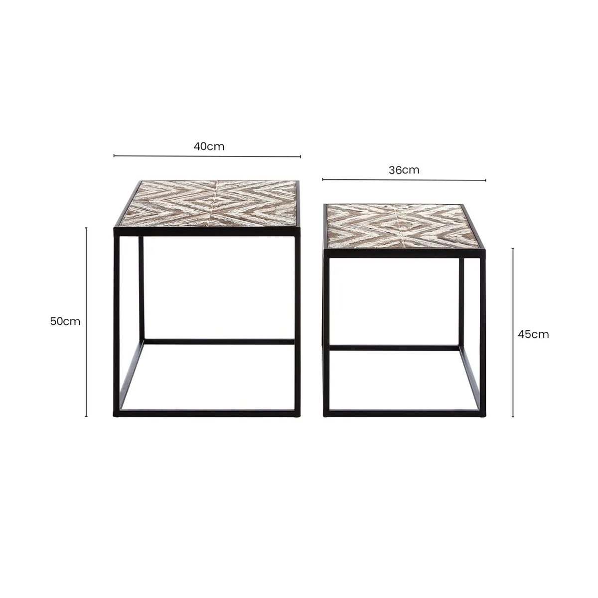 Gili Rustic Chevron Set Of 2 Side Tables