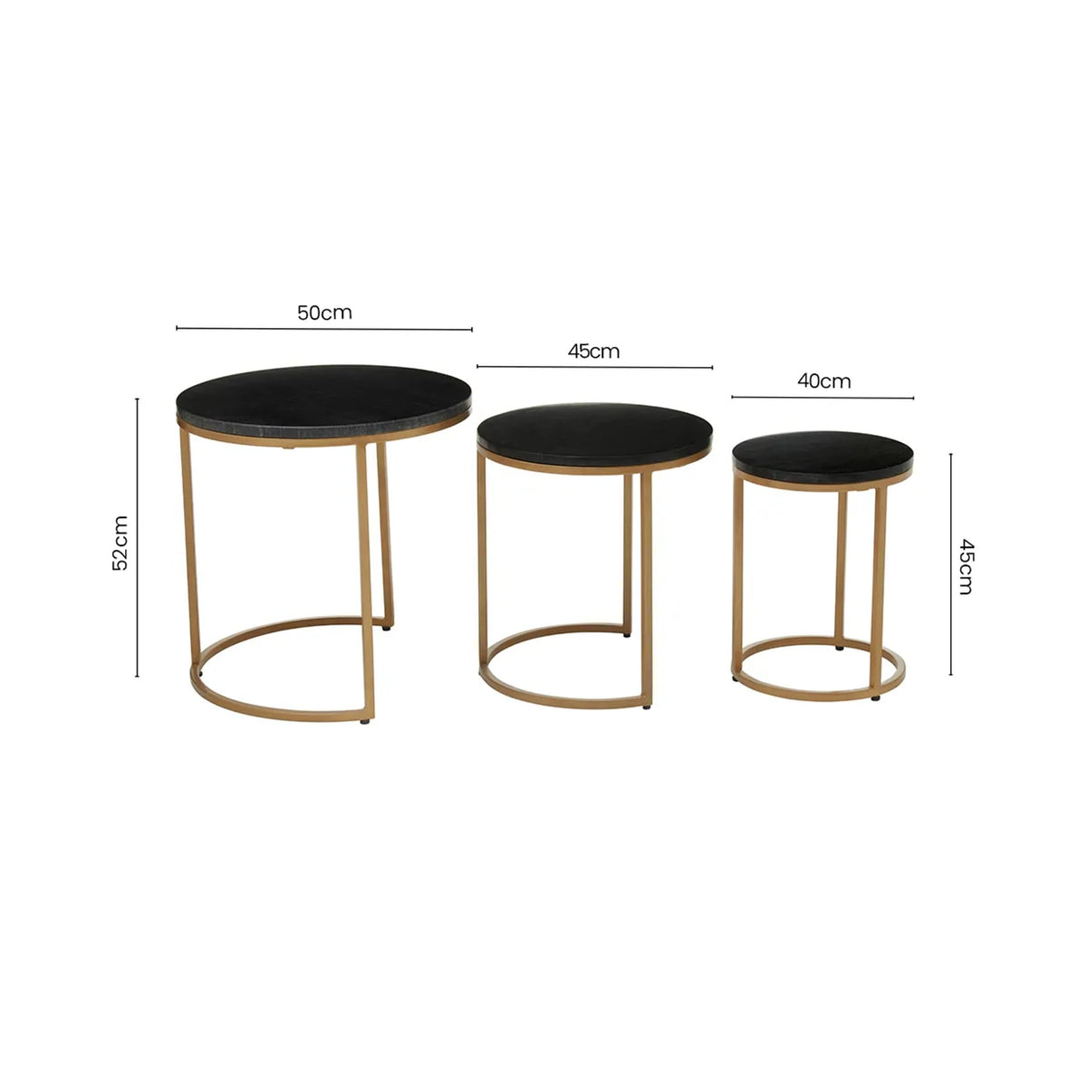 Nerello Nest Of Three Black Marble Top Tables