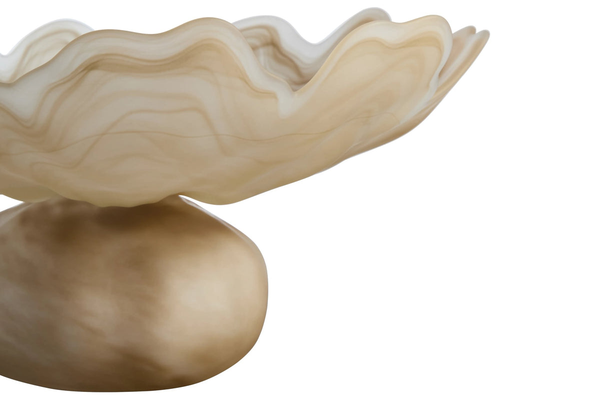 Lunelle Natural Fluted Glass Pedestal Bowl