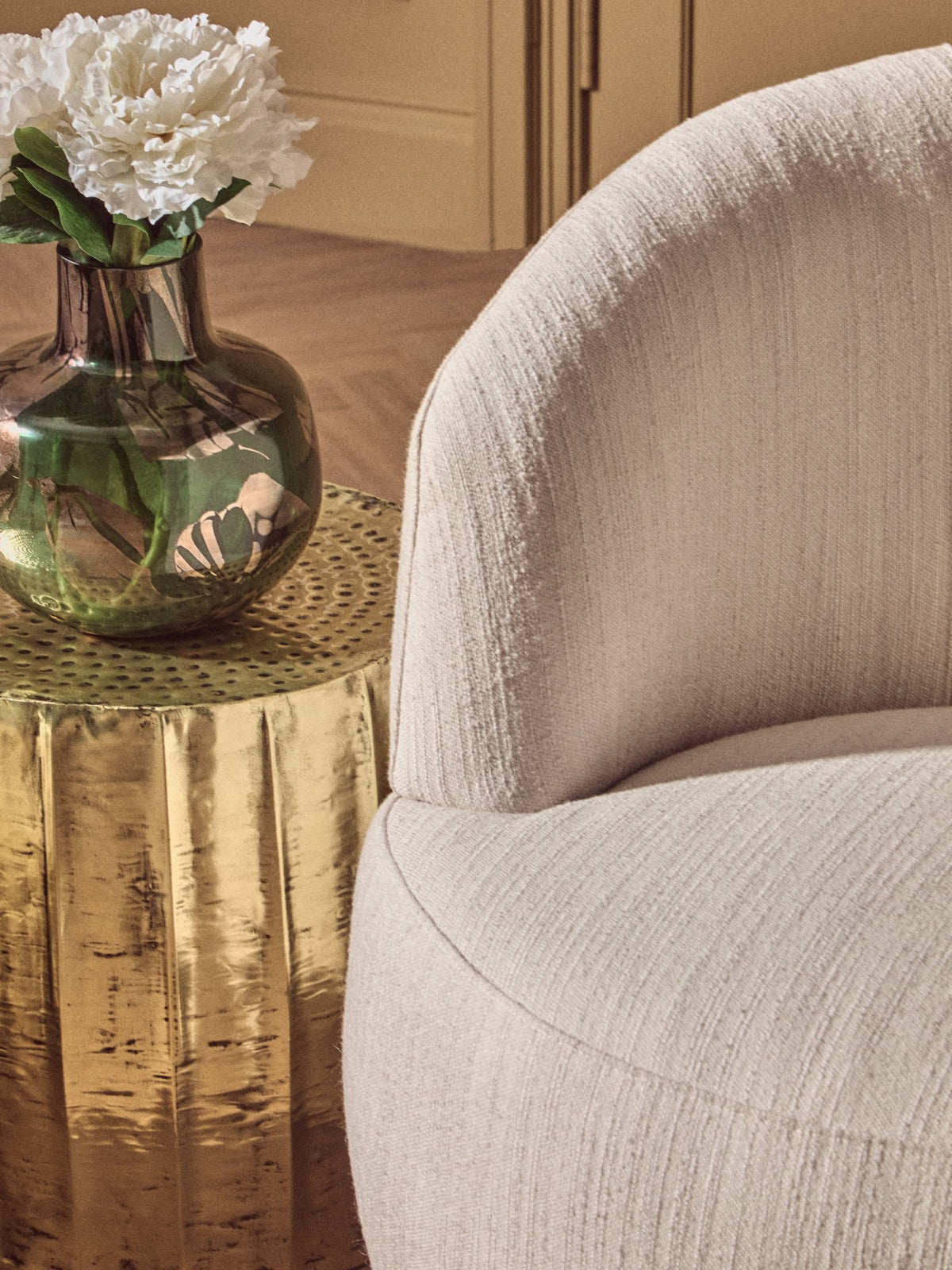 Sylvan Green and Gold Large Glass Vase