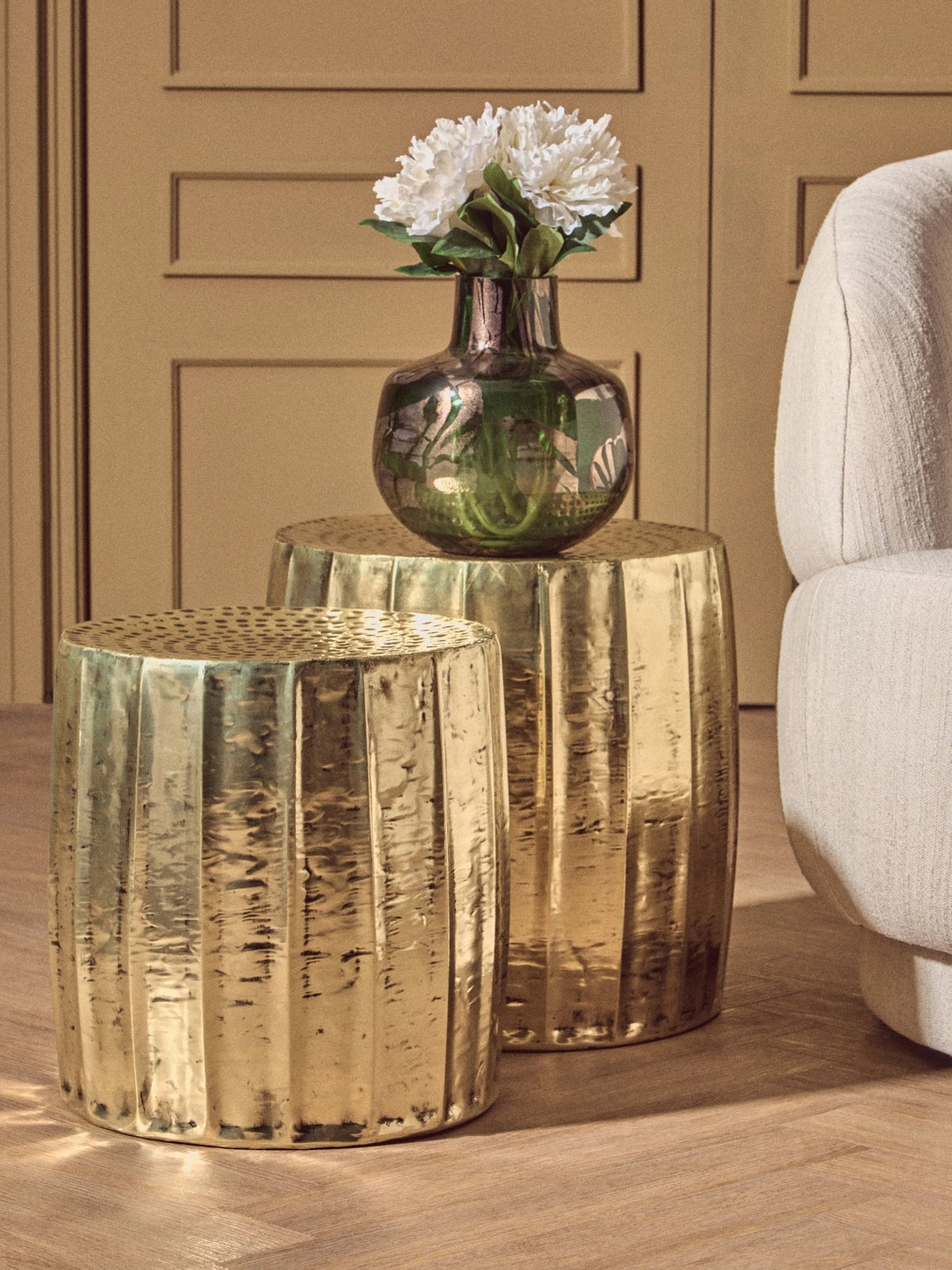 Sylvan Green and Gold Large Glass Vase