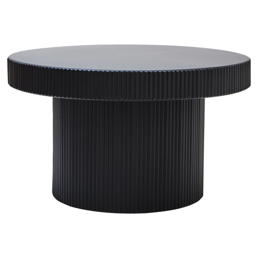 Alpine Black Metal Round Ridge Detail Coffee Table