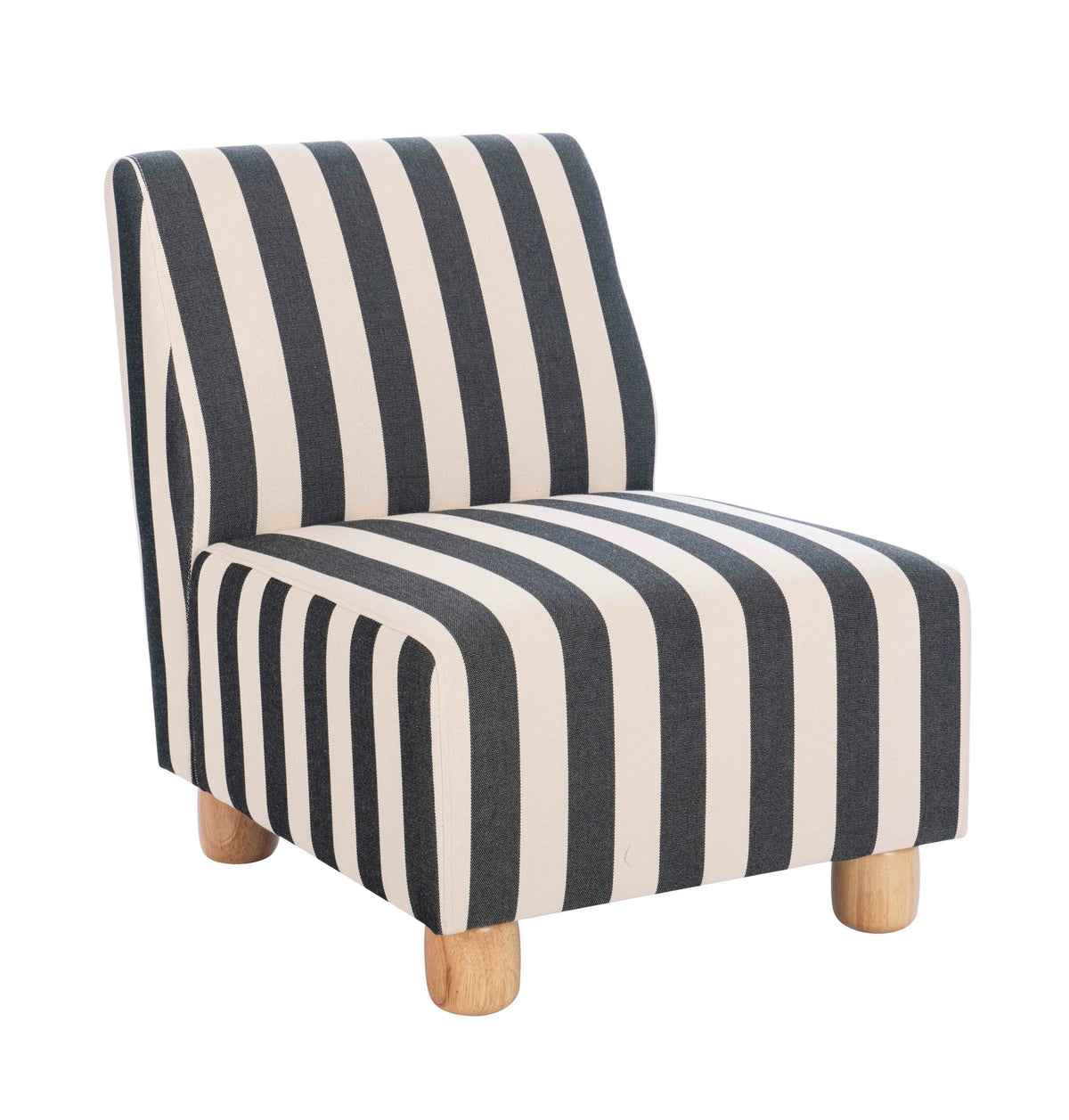 Bexley Black and White Stripe Armless Chair with Wooden Feet