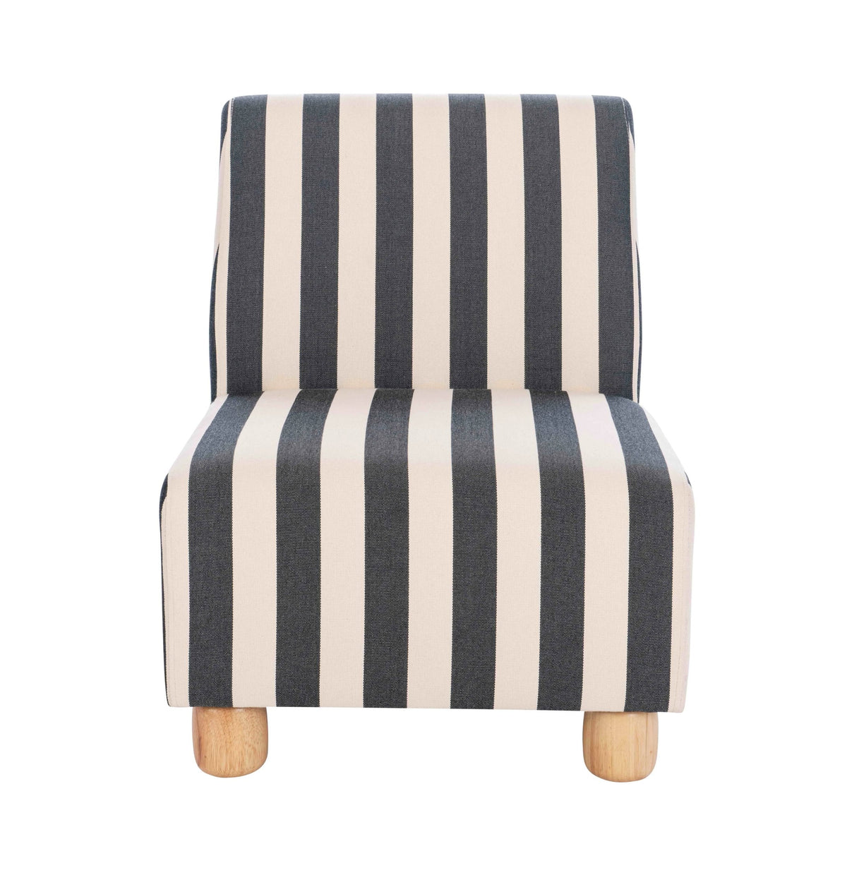 Bexley Black and White Stripe Armless Chair with Wooden Feet