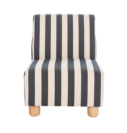Bexley Black and White Stripe Armless Chair with Wooden Feet