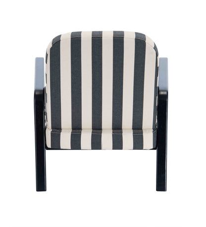 Bramley Black and White Stripe Armchair with Wooden Frame