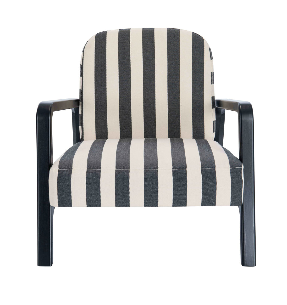 Bramley Black and White Stripe Armchair with Wooden Frame