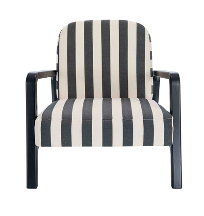 Bramley Black and White Stripe Armchair with Wooden Frame