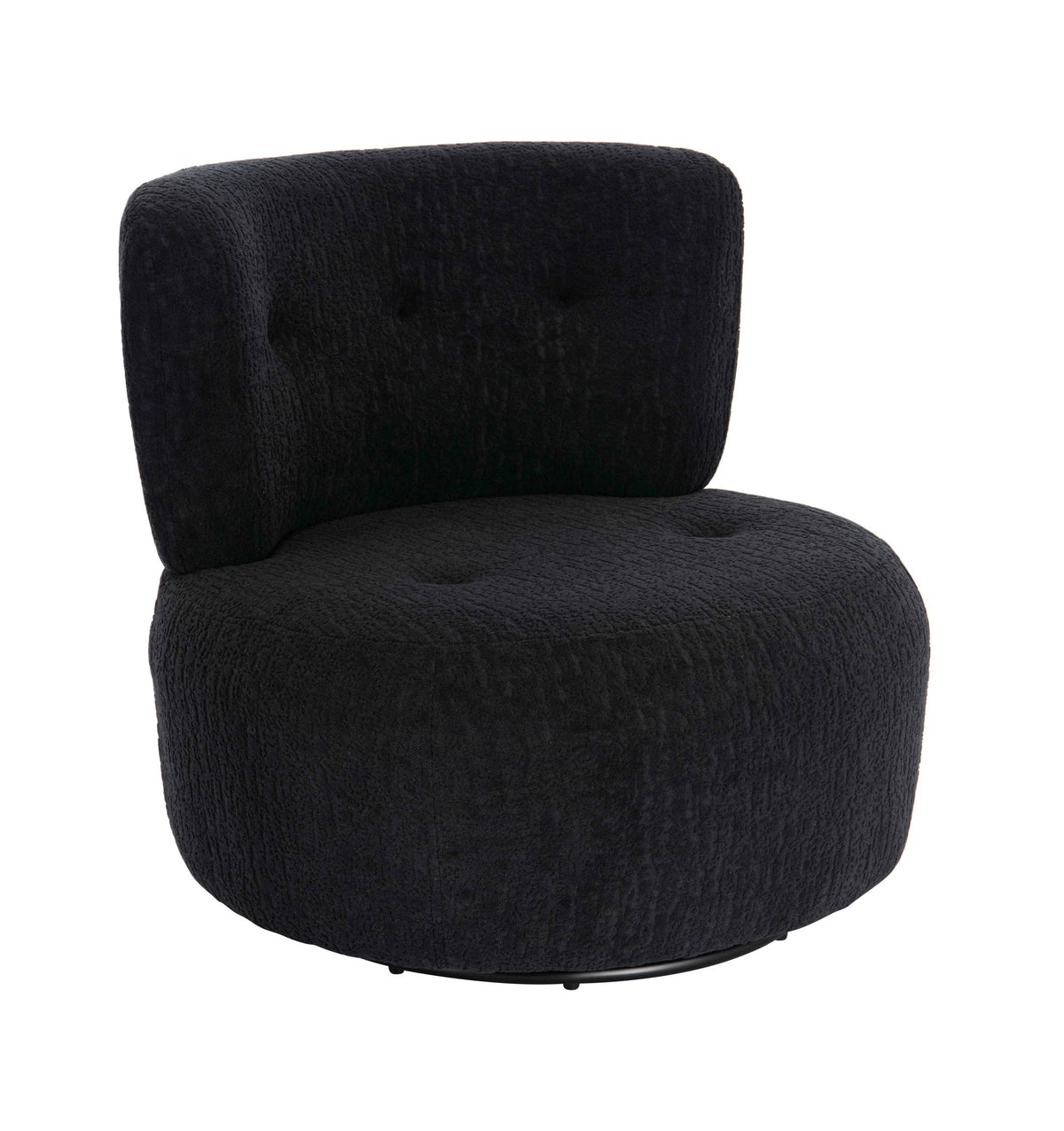 Pivot Black Textured Curved Swivel Lounge Chair