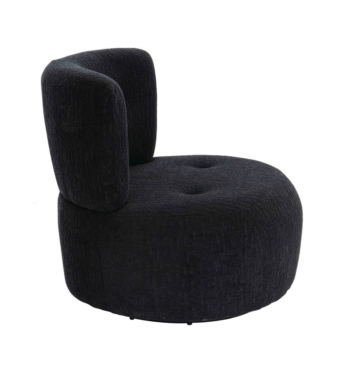 Pivot Black Textured Curved Swivel Lounge Chair