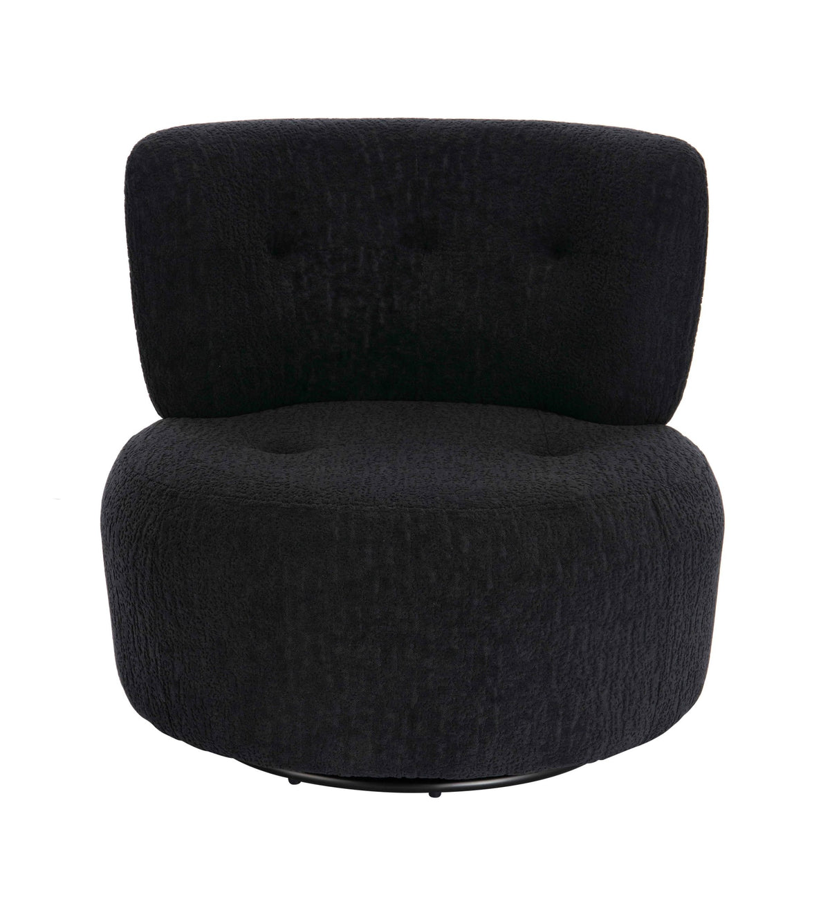Pivot Black Textured Curved Swivel Lounge Chair