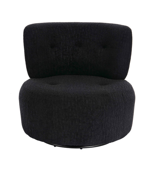 Pivot Black Textured Curved Swivel Lounge Chair