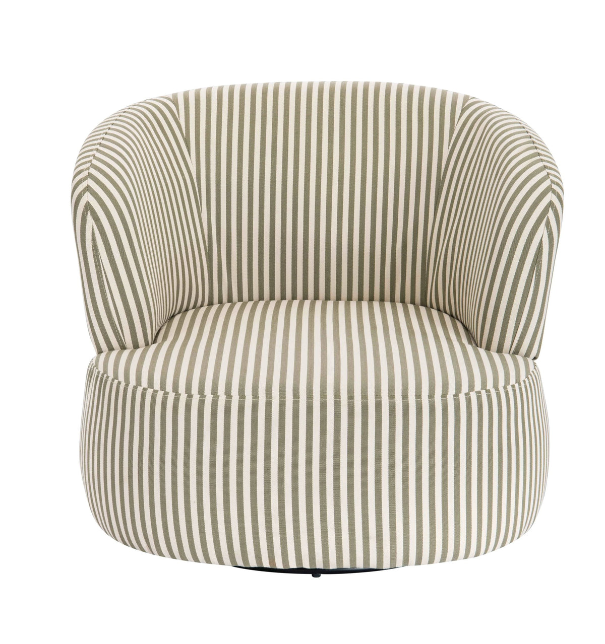 Avella Olive Green and White Stripe Swivel Lounge Chair