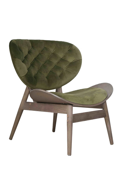 Ashbourne Green Velvet Chair with Grey Elm Wood Frame