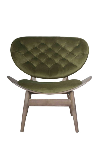 Ashbourne Green Velvet Chair with Grey Elm Wood Frame