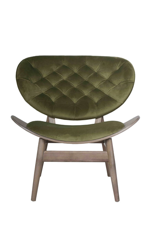 Ashbourne Green Velvet Chair with Grey Elm Wood Frame