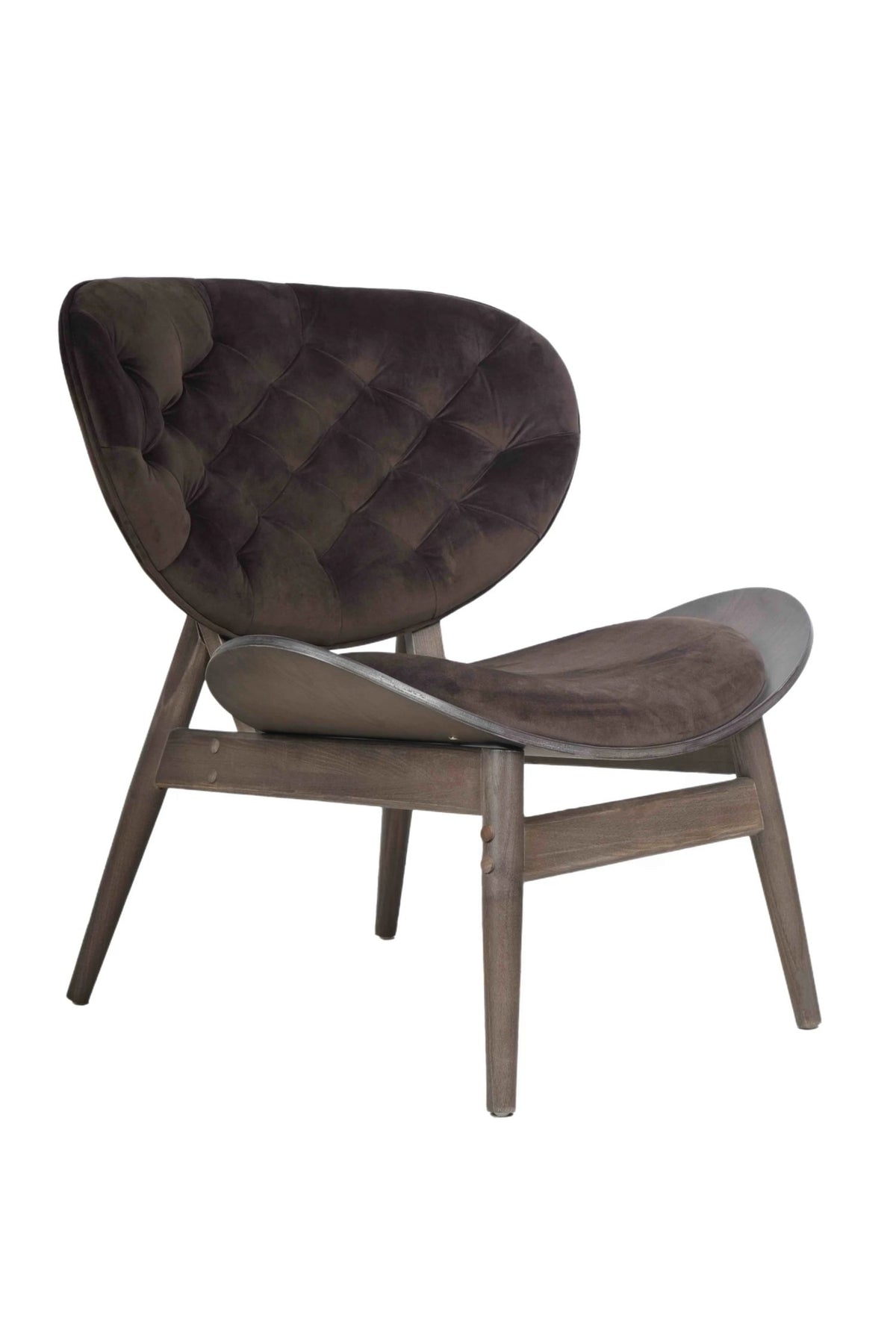 Ashbourne Brown Velvet Chair with Dark Elm Wood Frame