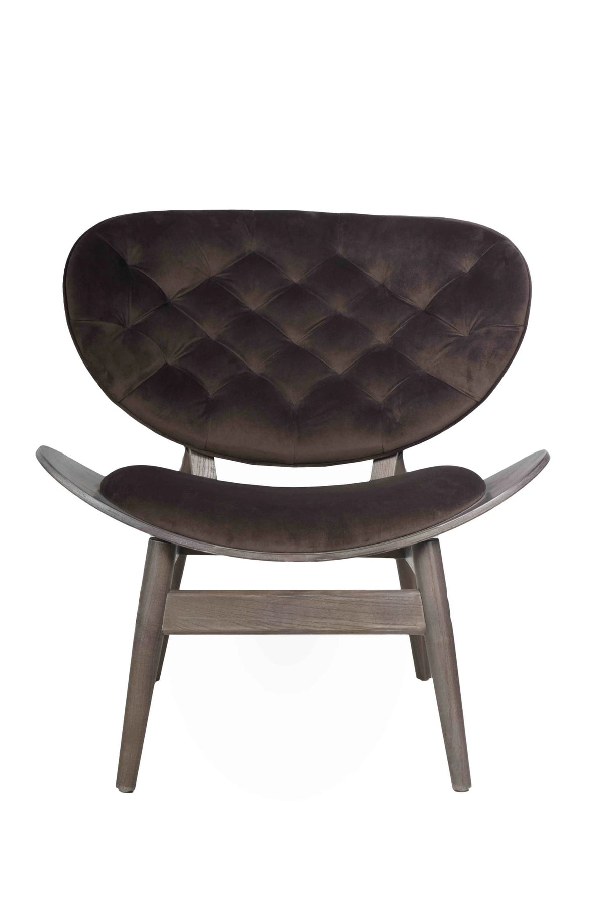 Ashbourne Brown Velvet Chair with Dark Elm Wood Frame
