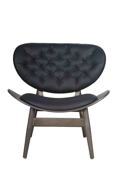 Ashbourne Black Leather Effect Chair with Elm Wood Frame