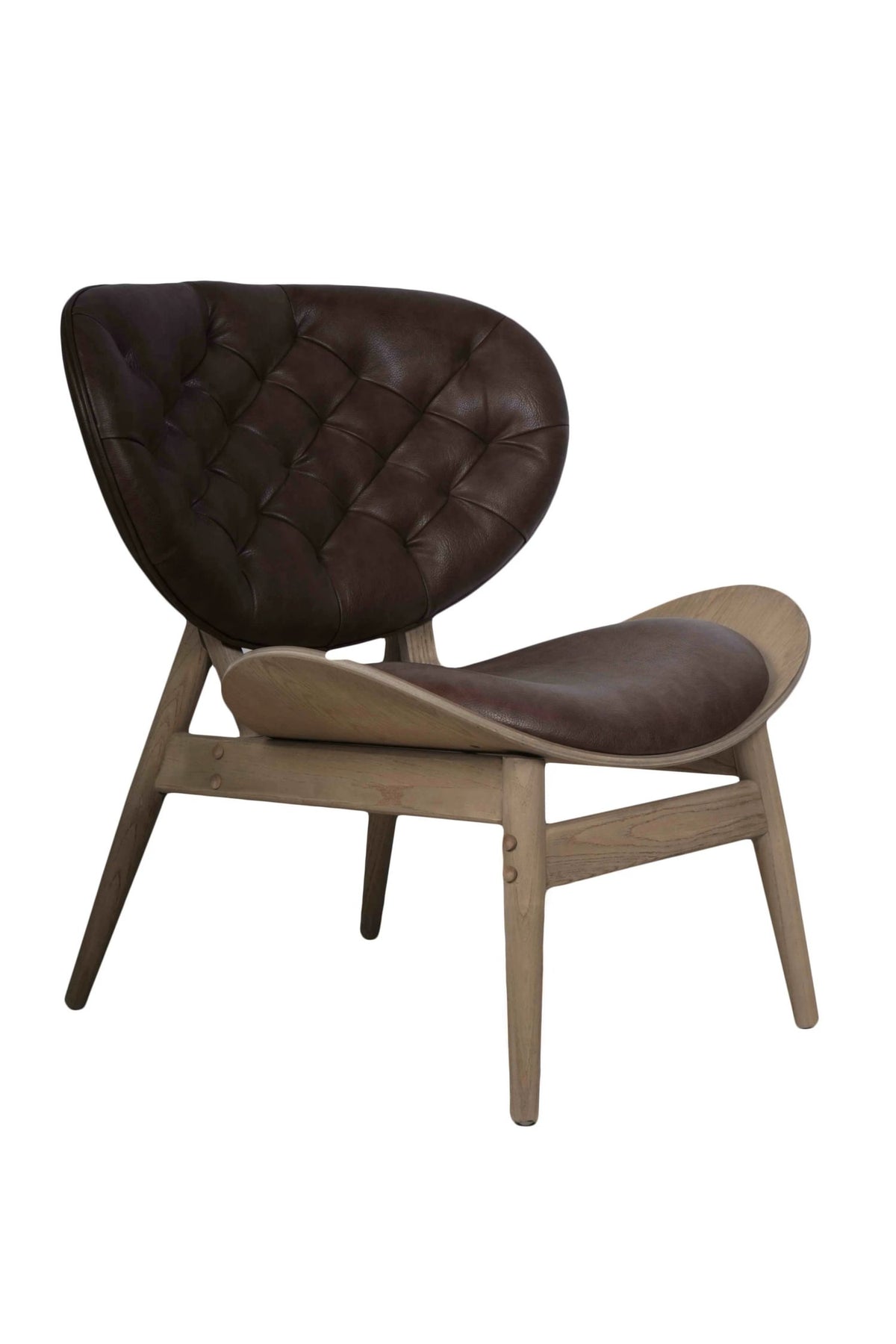 Ashbourne Brown Leather Effect Chair with Elm Wood Frame