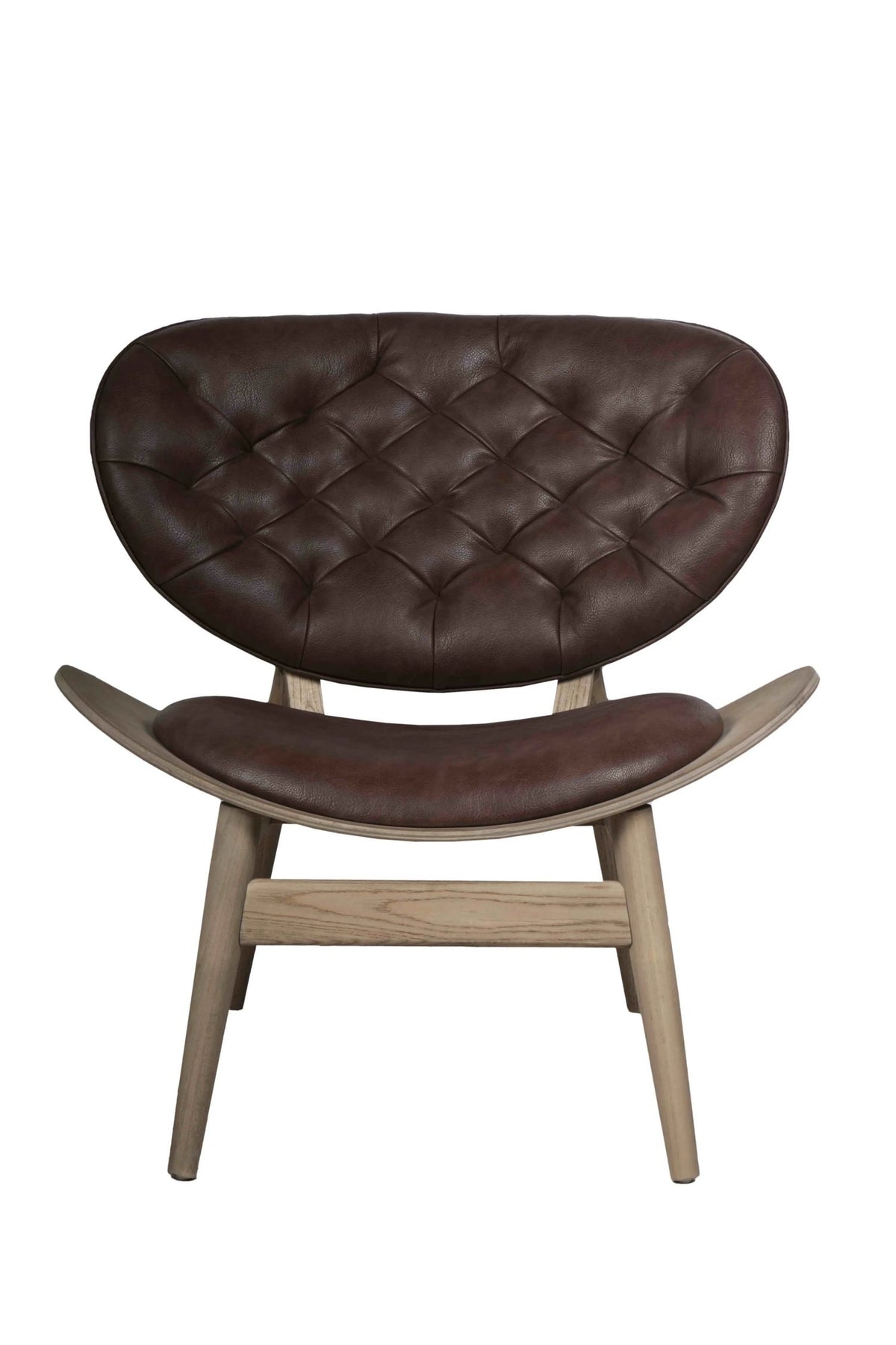Ashbourne Brown Leather Effect Chair with Elm Wood Frame