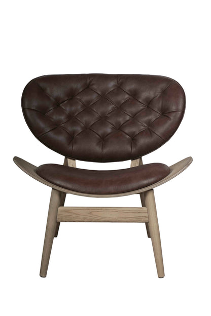 Ashbourne Brown Leather Effect Chair with Elm Wood Frame