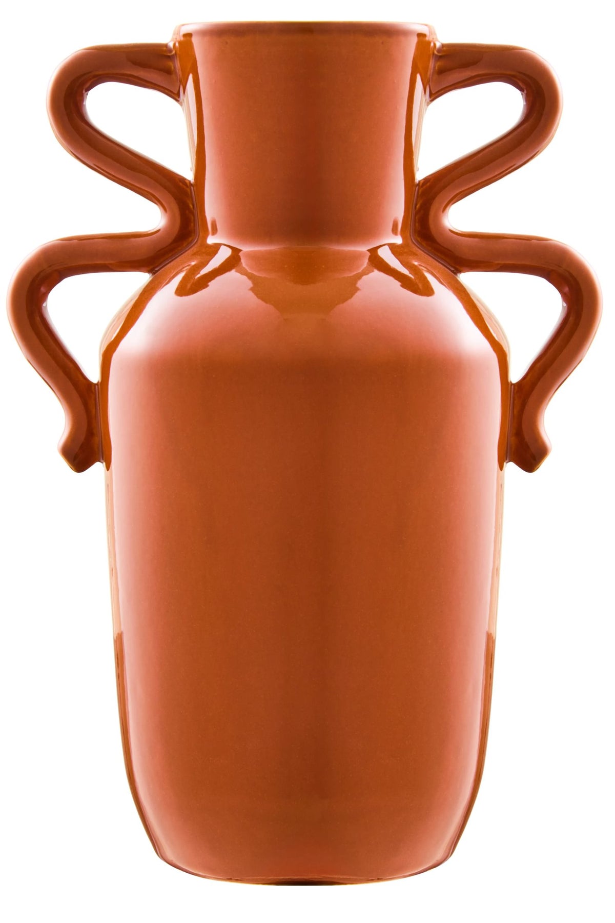 Cadence Burnt Orange Large Vase with Abstract Handles