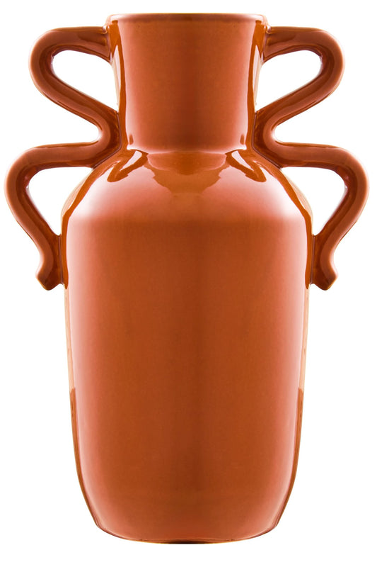Cadence Burnt Orange Large Vase with Abstract Handles