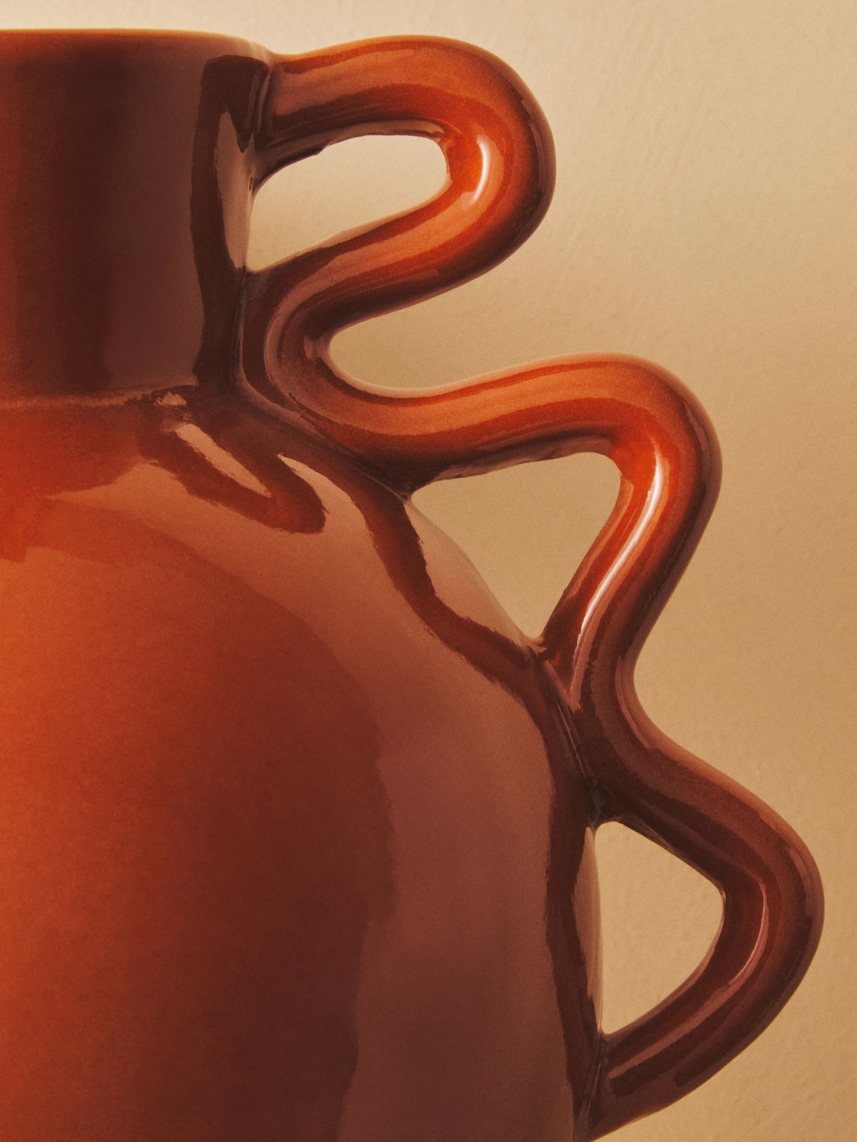 Cadence Burnt Orange Small Vase with Abstract Handles